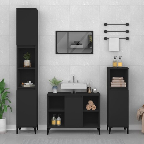 vidaXL Ormarić za umivaonik crni 80 x 33 x 60 cm konstruirano drvo