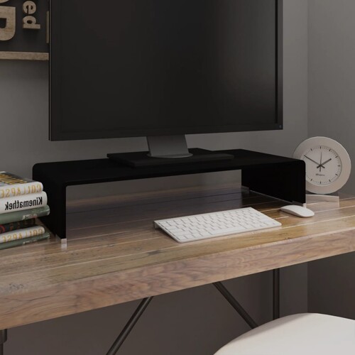 vidaXL Stalak za TV/Monitor Stakleni Crni 70x30x13 cm