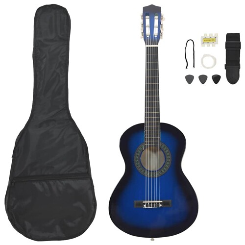 vidaXL 8-dijelni set klasične gitare za početnike plavi 1/2 34 \\"