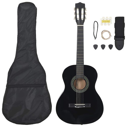 vidaXL 8-dijelni set klasične gitare za početnike crni 3/4 36 \\"