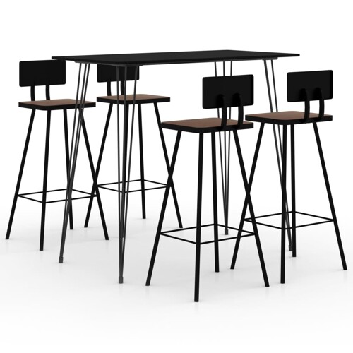 vidaXL 5-dijelni barski set crni