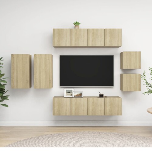 vidaXL 8-dijelni set TV ormarića boja hrasta sonome konstruirano drvo