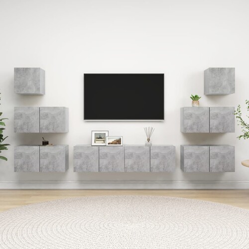 vidaXL 8-dijelni set TV ormarića siva boja betona konstruirano drvo