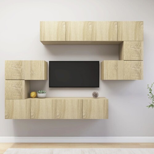 vidaXL 8-dijelni set TV ormarića boja hrasta sonome konstruirano drvo