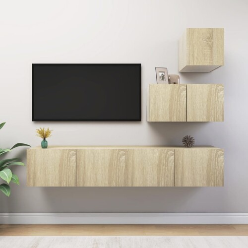 vidaXL 4-dijelni set TV ormarića boja hrasta sonome konstruirano drvo