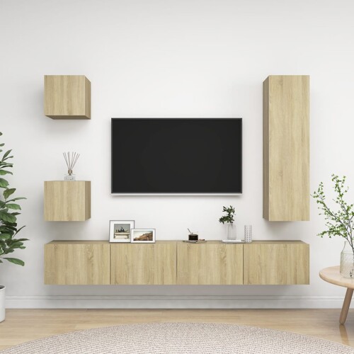 vidaXL 5-dijelni set TV ormarića boja hrasta sonome konstruirano drvo