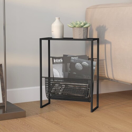 vidaXL Stalak za časopise crni 35 x 15 x 45 cm čelični