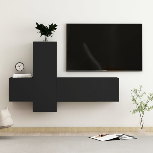 vidaXL 3-dijelni set TV ormarića crni od konstruiranog drva
