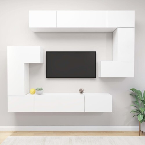 vidaXL 8-dijelni set TV ormarića bijeliod konstruiranog drva
