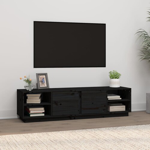 vidaXL TV ormarić crni 156 x 40 x 40 cm od masivne borovine