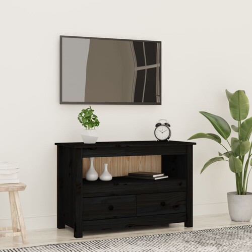 vidaXL TV ormarić crni 79 x 35 x 52 cm od masivne borovine