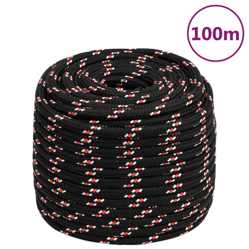 vidaXL Brodski konop crni 16 mm 100 m od polipropilena