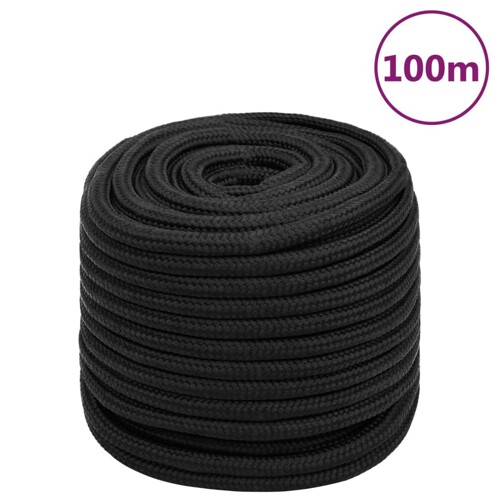 vidaXL Brodski konop tamnocrni 16 mm 100 m od polipropilena