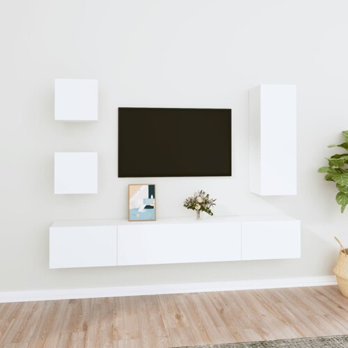 vidaXL 5-dijelni set TV ormarića bijeli od konstruiranog drva