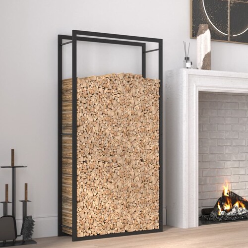 vidaXL Stalak za drva za ogrjev mat crni 80 x 28 x 154 cm čelični