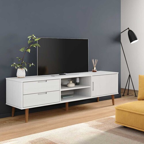 vidaXL TV ormarić MOLDE bijeli 158 x 40 x 49 cm od masivne borovine