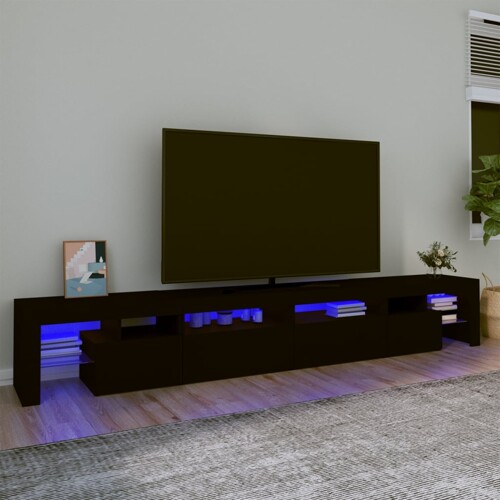 vidaXL TV ormarić s LED svjetlima crni 260x36,5x40 cm