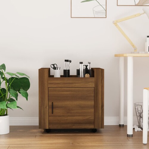 vidaXL Kolica za radni stol boja smeđeg hrasta 60 x 45 x 60 cm drvena