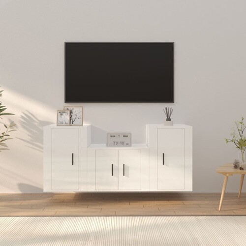 vidaXL 3-dijelni set TV ormarića sjajni bijeli konstruirano drvo