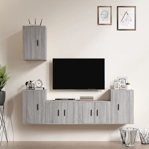 vidaXL 5-dijelni set TV ormarića sivog sonome konstruirano drvo