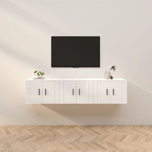 vidaXL Zidni TV ormarići 3 kom visoki sjaj bijeli 57 x 34,5 x 40 cm
