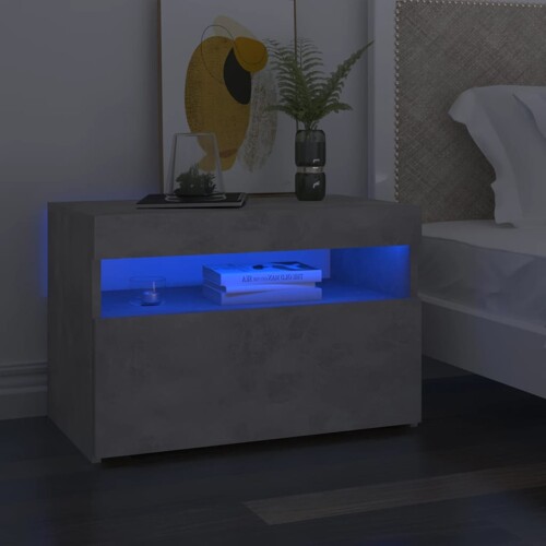 vidaXL Noćni ormarić s LED svjetlima siva boja betona 60 x 35 x 40 cm