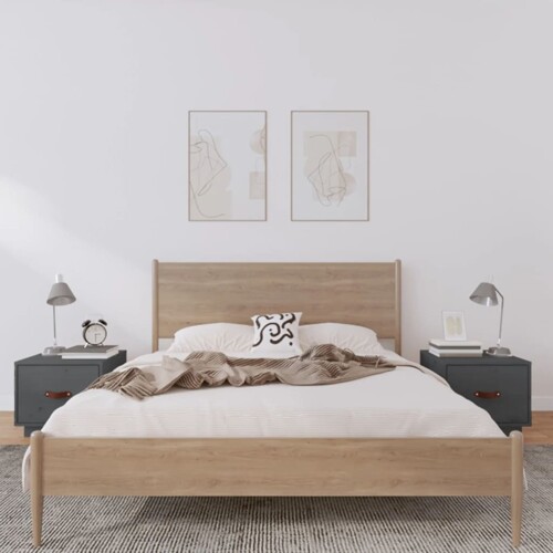 vidaXL Noćni ormarići 2 kom sivi 40 x 34 x 35 cm od masivne borovine
