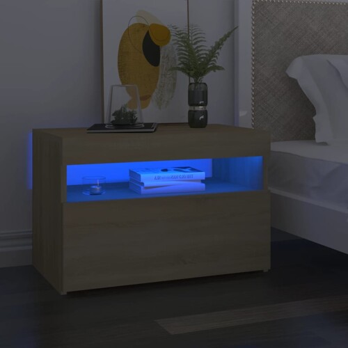 vidaXL Noćni ormarić LED boja hrasta sonome 60 x 35 x 40 cm drveni