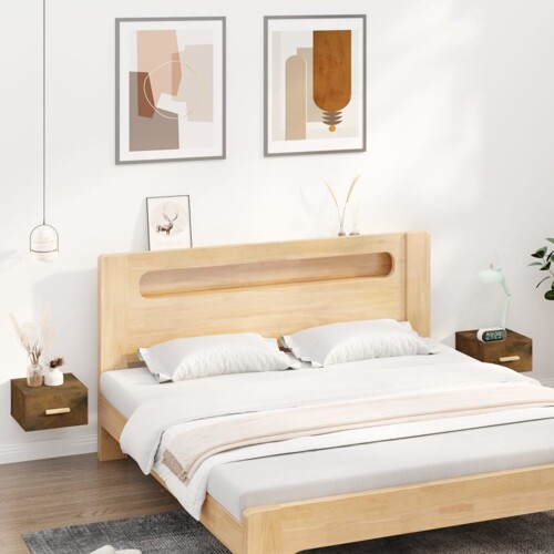 vidaXL Zidni noćni ormarići 2 kom dimljenog hrasta 35x35x20 cm