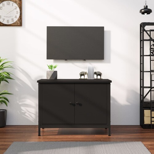 vidaXL TV ormarić s vratima crni 100x35,5x45 cm od konstruiranog drva