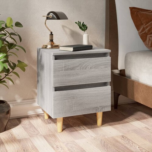 vidaXL Noćni ormarići s drvenim nogama 2 kom sivi hrast 40x30x50 cm