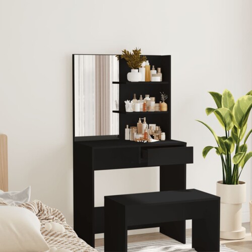 vidaXL Toaletni stolić s ogledalom crni 74,5 x 40 x 141 cm