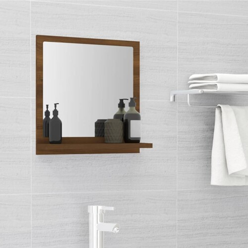 vidaXL Kupaonsko ogledalo boja smeđeg hrasta 40 x 10,5 x 37 cm drveno