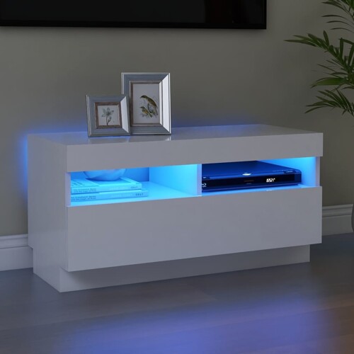 vidaXL TV ormarić s LED svjetlima bijeli 80 x 35 x 40 cm