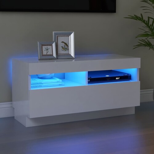 vidaXL TV ormarić s LED svjetlima visoki sjaj bijeli 80 x 35 x 40 cm