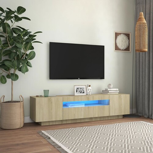 vidaXL TV ormarić s LED svjetlima boja hrasta sonome 160 x 35 x 40 cm