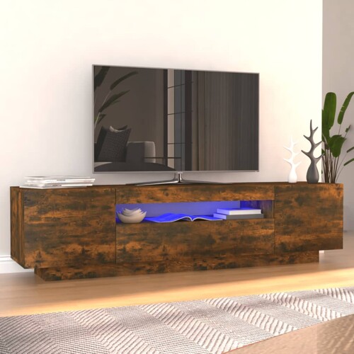 vidaXL TV ormarić s LED svjetlima boja dimljenog hrasta 160x35x40 cm