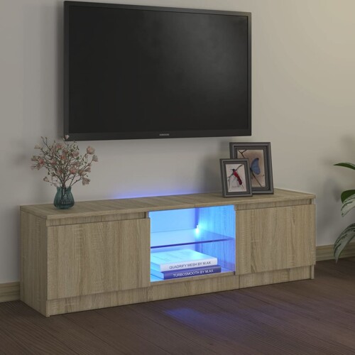 vidaXL TV ormarić s LED svjetlima boja hrasta sonome 120x30x35,5 cm