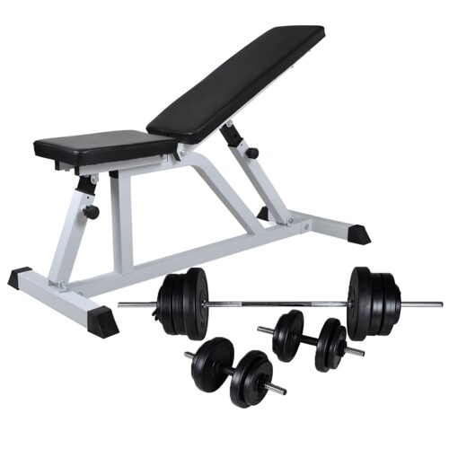 vidaXL Klupa za vježbanje sa setom utega 60,5 kg
