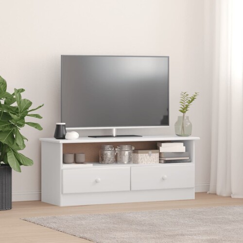 vidaXL TV ormarić s ladicama ALTA bijeli 100x35x41 cm masivna borovina