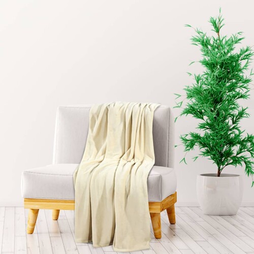 vidaXL Krem deka 130 x 170 cm poliesterska