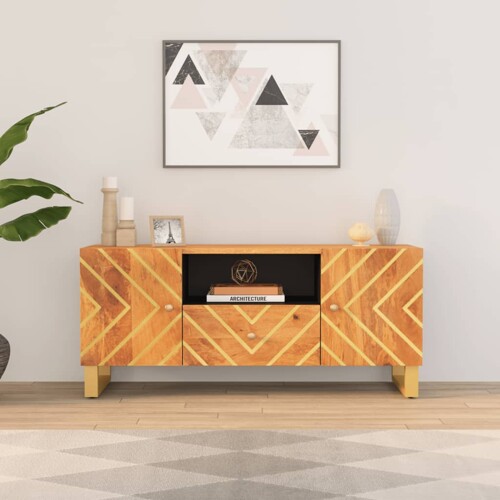 vidaXL TV ormarić smeđe-crni 105 x 33,5 x 46 cm od masivnog drva manga