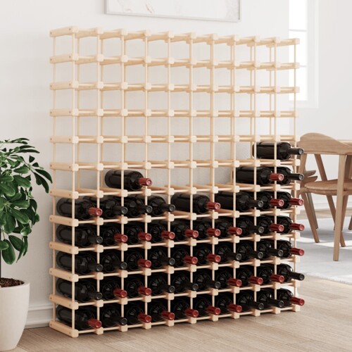 vidaXL Stalak za vino za 120 boca 112,5x23x123,5 cm masivna borovina