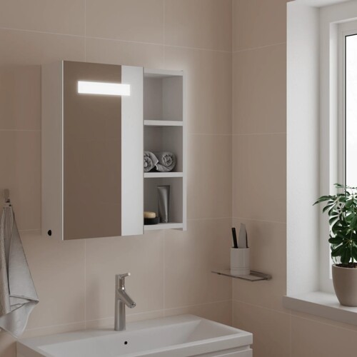 vidaXL Kupaonski ormarić s ogledalom i LED svjetlom bijeli 45x13x52 cm