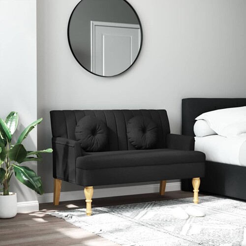 vidaXL Klupa s jastucima crna 113 x 64,5 x 75,5 cm od tkanine