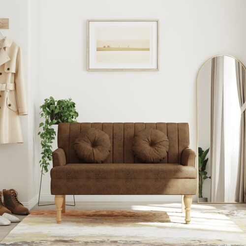 vidaXL Klupa s naslonom smeđa 113x64,5x75,5 cm umjetna brušena koža