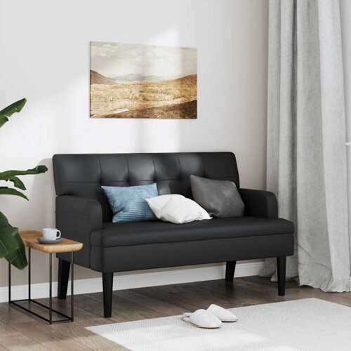 vidaXL Klupa s naslonom crna 112 x 65,5 x 75 cm od umjetne kože