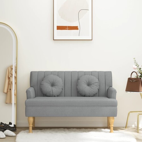vidaXL Klupa s jastucima svjetlosiva 113 x 64,5 x 75,5 cm od tkanine