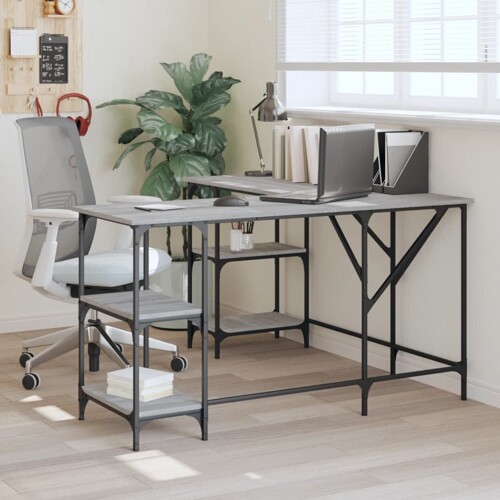vidaXL Radni stol boja hrasta sonome 139x139x75 cm konstruirano drvo