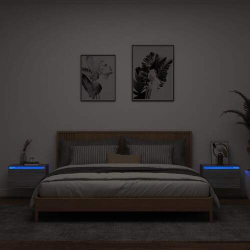 vidaXL Zidni noćni ormarići s LED svjetlima 2 kom boja hrasta sonome